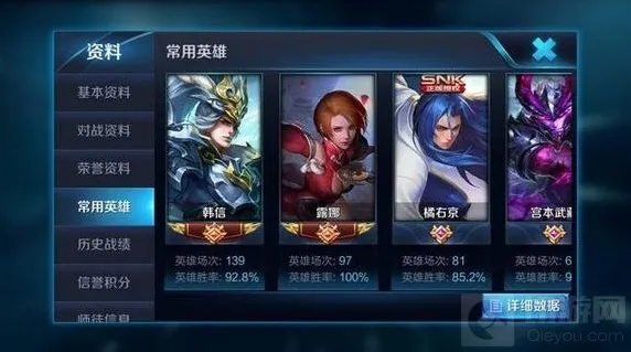 王者荣耀熟练度