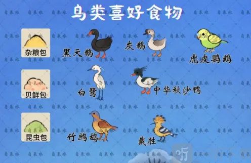 《桃源深处有人家》鸟类喜好食物一览详细攻略