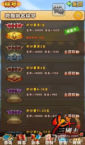 《少年三国志》称号系统效果一览