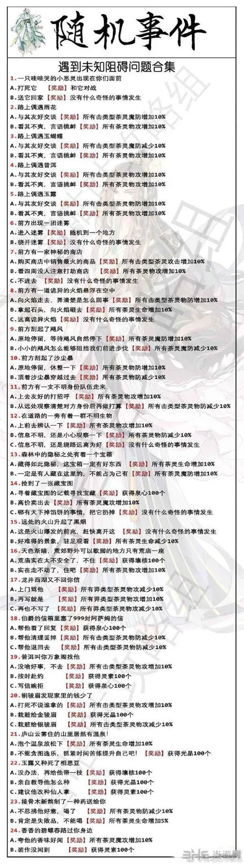 《茗心录》战斗随机事件答案合集
