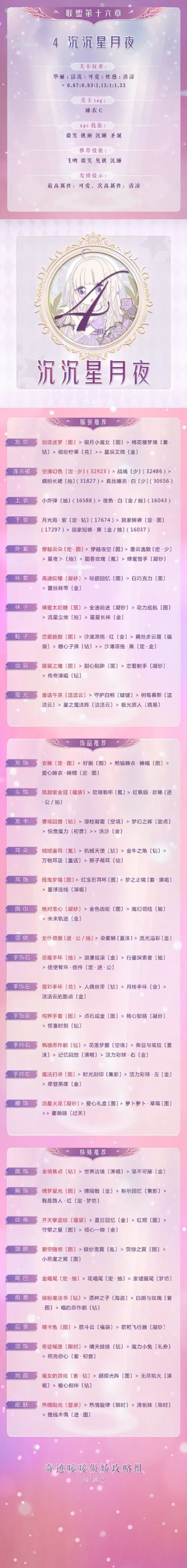 奇迹暖暖：联盟16-4沉沉星月夜教程