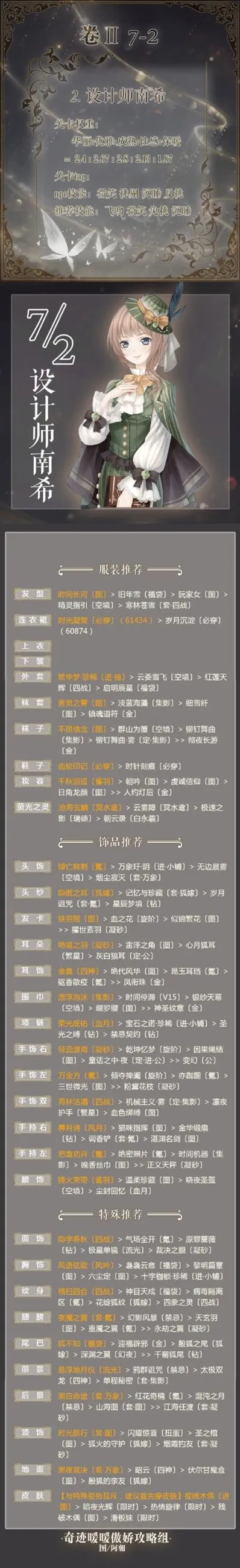 奇迹暖暖设计师南希7-2完美S指南