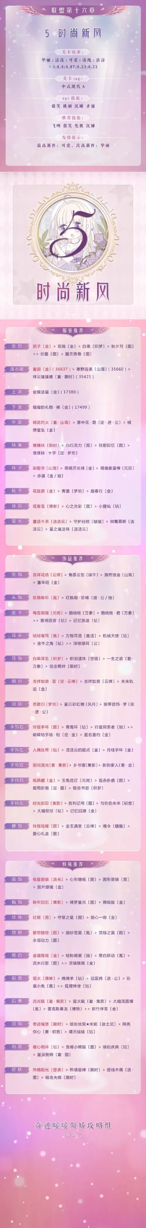《奇迹暖暖》16章第五关完美通关指南