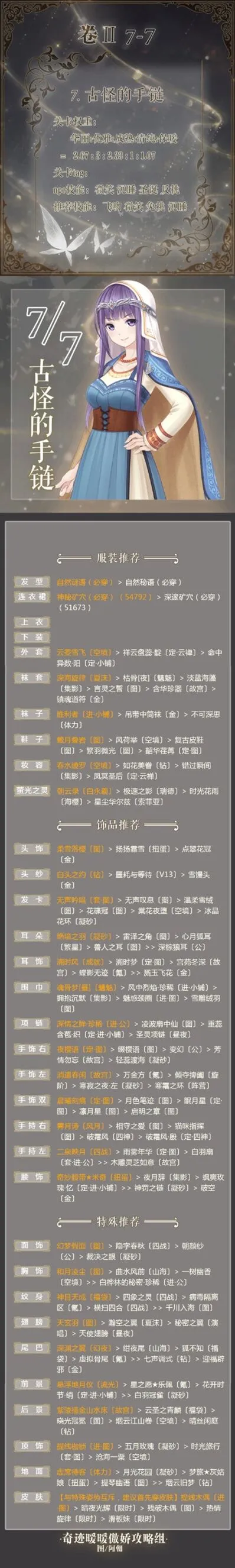 奇迹暖暖古怪的手链完美S攻略技巧