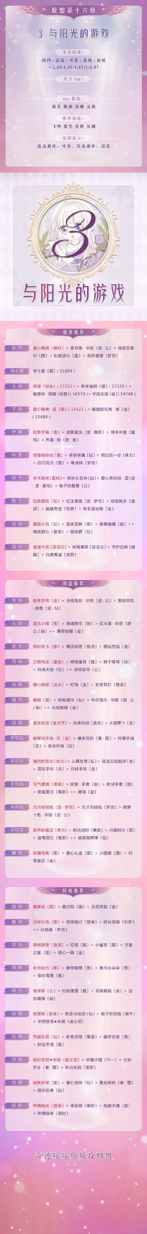 《奇迹暖暖》联盟16-3通关全流程指南