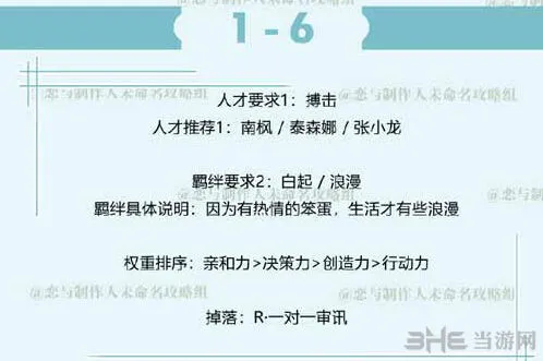 恋与制作人白起拍摄副本1-6攻略指南