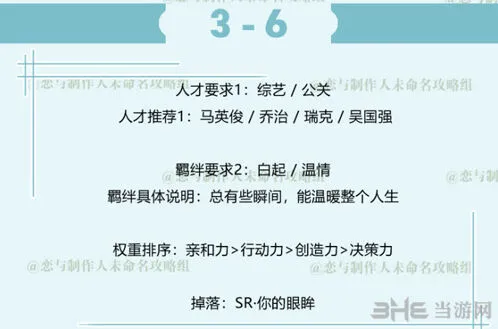 恋与制作人拍摄副本3-6攻略