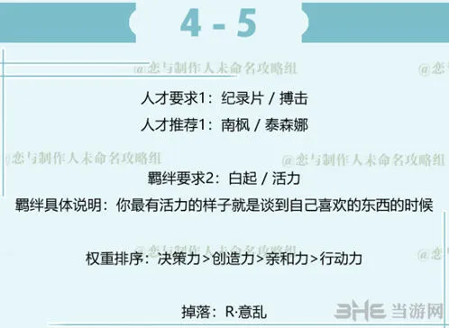 恋与制作人第四章4-5详细攻略
