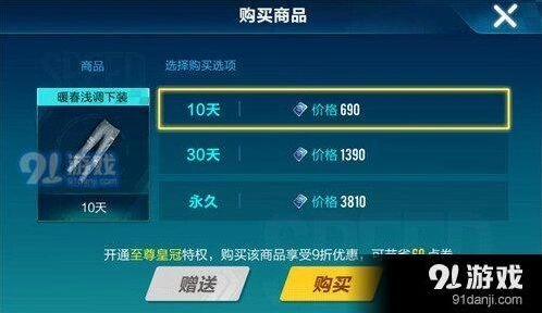 QQ飞车暖春浅调裤永久版点券费用速查表