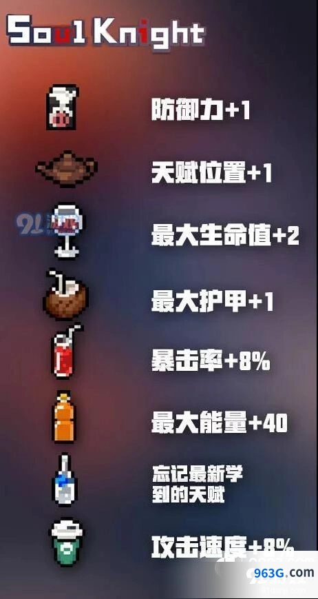 元气骑士饮料作用汇总 各款果汁属性与效果