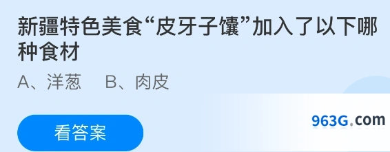 新疆特色美食皮牙子馕加入了以下哪种食材