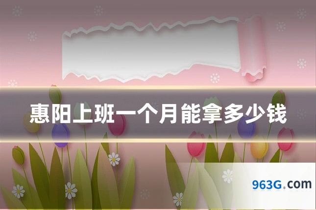惠阳上班一个月能拿多少钱