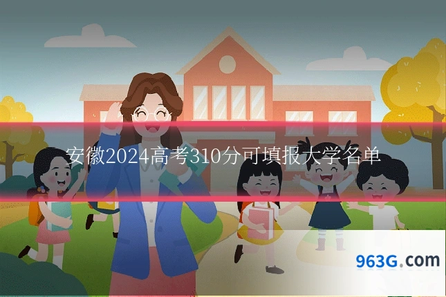 安徽2024高考310分可填报大学名单