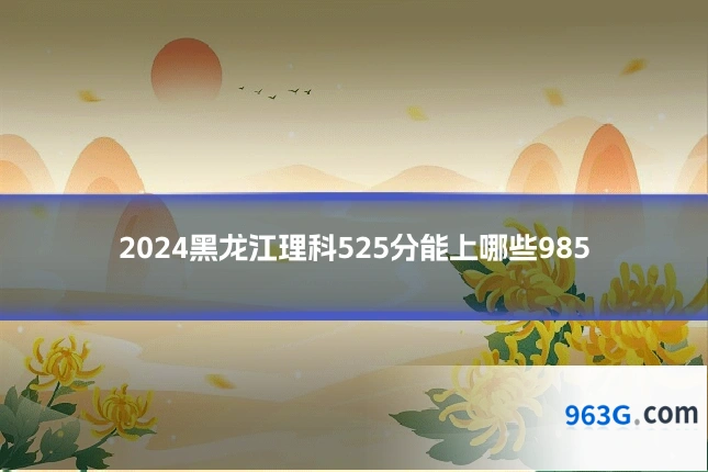 2024黑龙江理科525分能上哪些985
