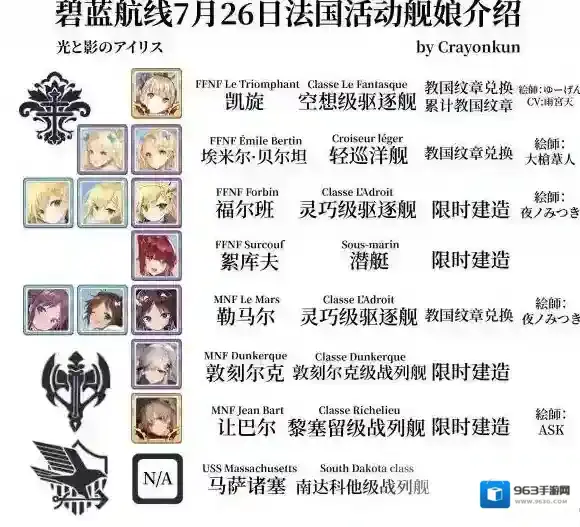 碧蓝航线7.26法国活动舰娘介绍 法国活动舰娘一览