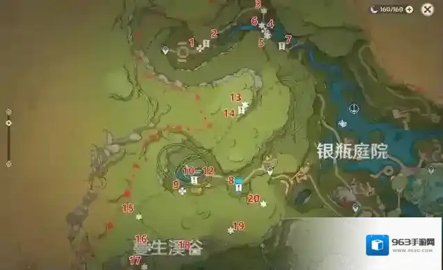 原神蔓生溪谷欢兴礼券分布图