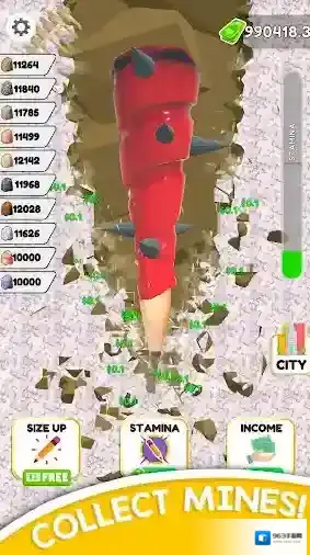 铅笔挖掘建造城市矿石